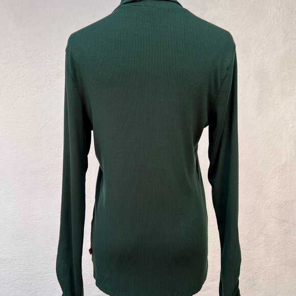 Levi's Ruched Turtleneck Top in Spruce Green (Lrg) Dark Academia / Classic Prep - Picture 2 of 12